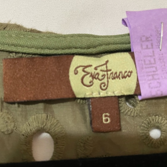 Eva Franco Green Eyelet Peter Pan Collar Dress 6 - Picture 3 of 9